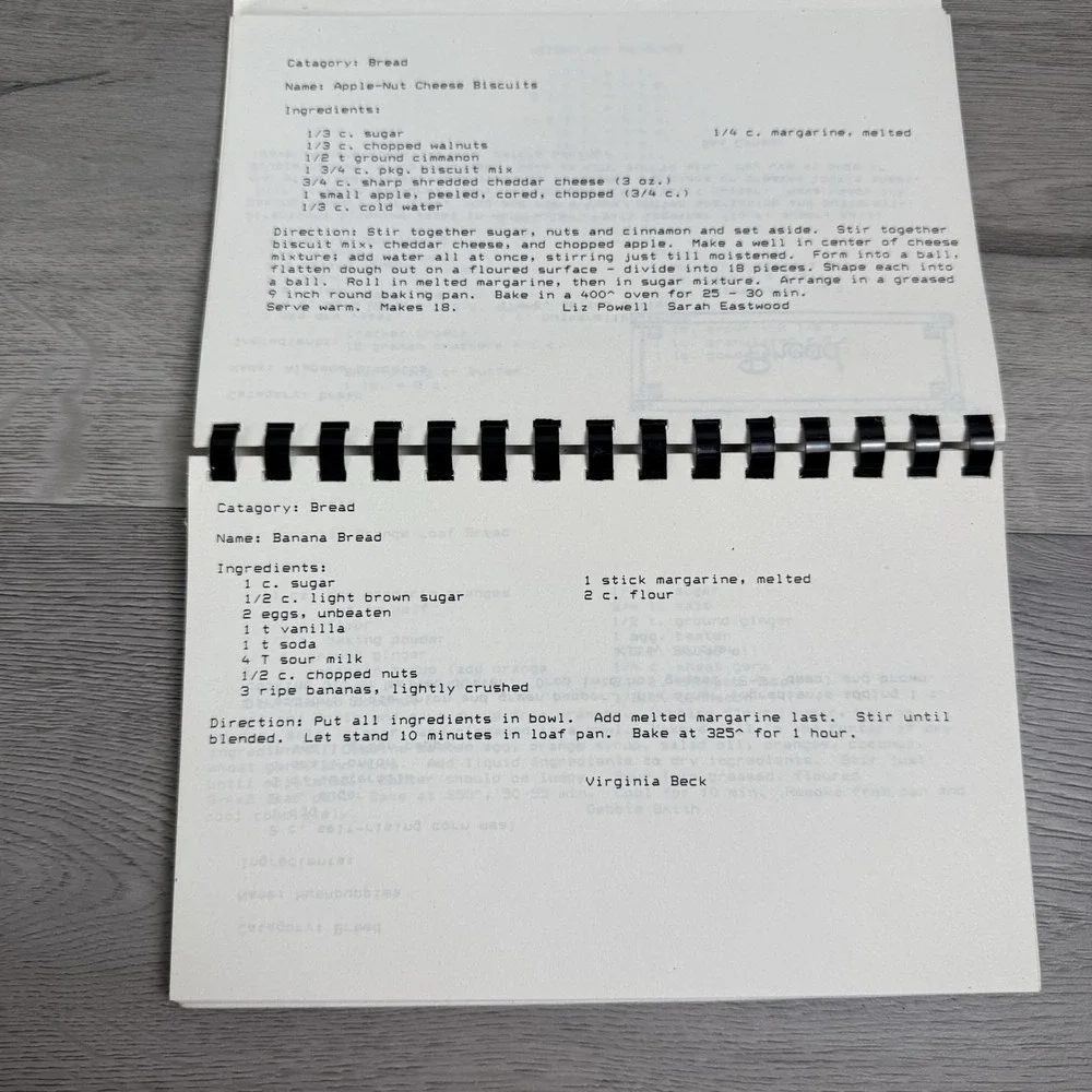 Book Of Recipes Sherbourne United Methodist Church Spiral Cookbook White Vintage